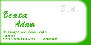 beata adam business card