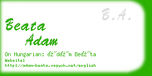 beata adam business card